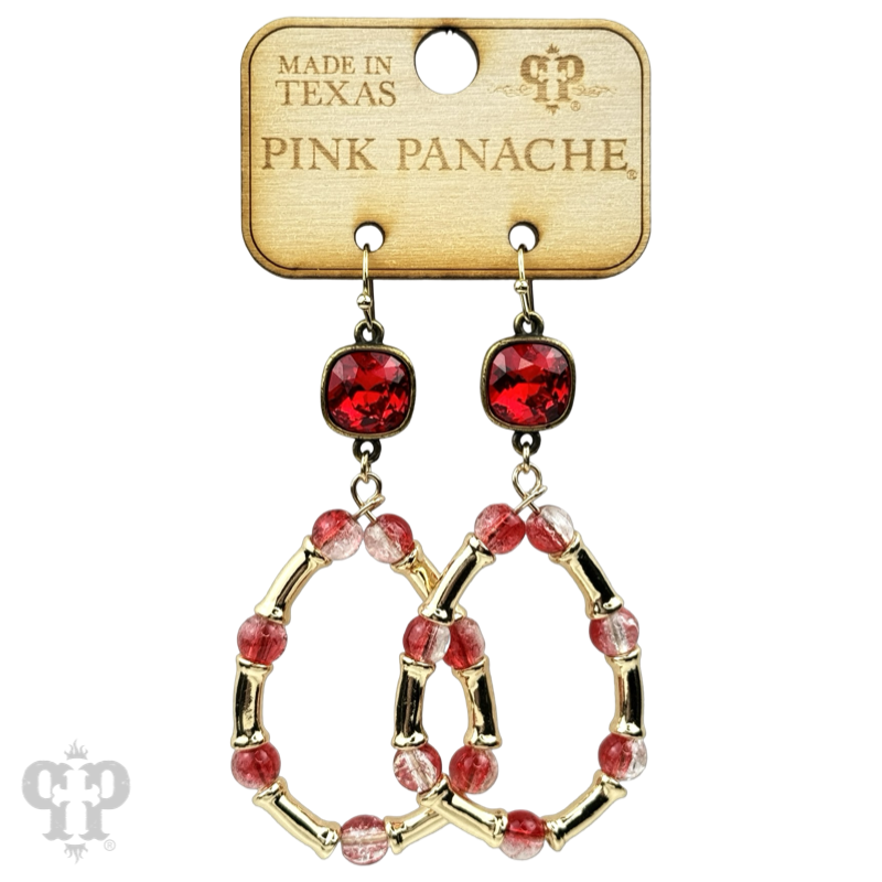 Ombre crackle bead teardrop earring, Austrian crystal