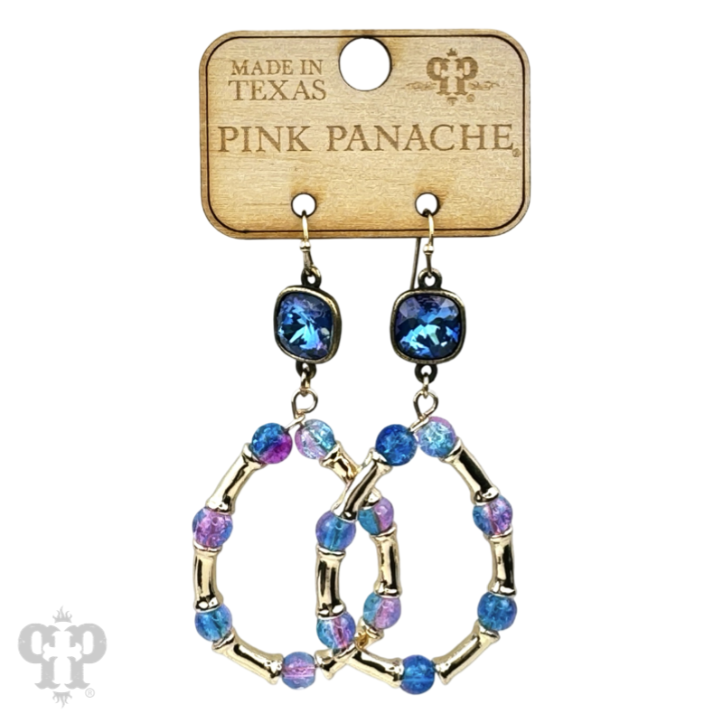 Ombre crackle bead teardrop earring, Austrian crystal