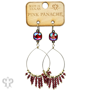 Faceted saucer bead fringe on teardrop earring, Austrian crystal