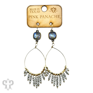 Faceted saucer bead fringe on teardrop earring, Austrian crystal