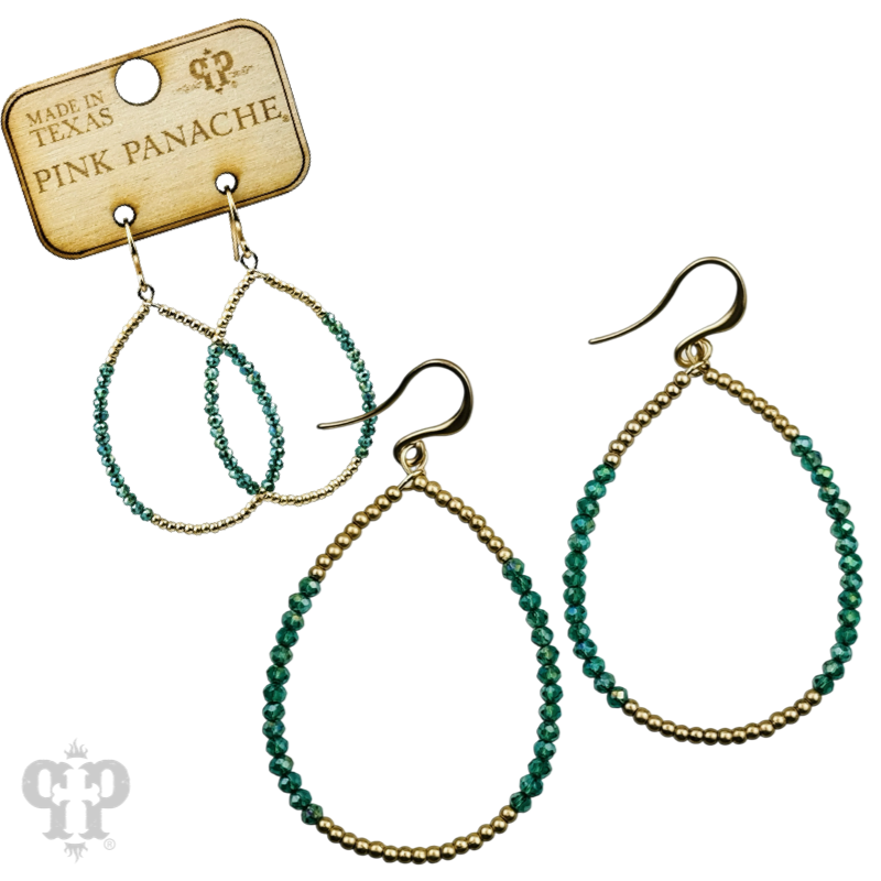 Faceted and round color bead teardrop earrings