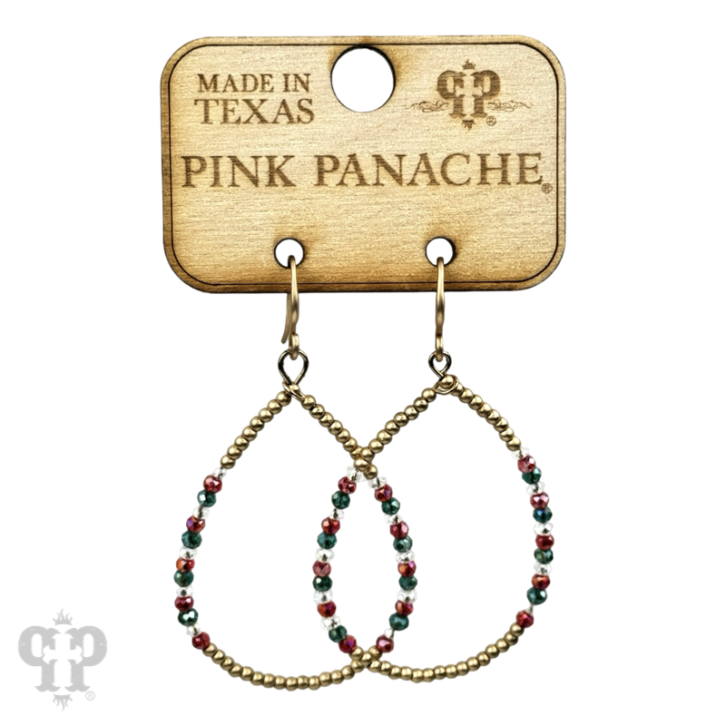 Faceted and round color bead teardrop earrings