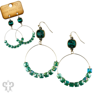 Faceted square coin bead, Austrian crystal earring