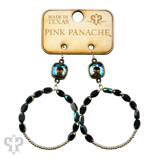 Flat oval and round bead circle, Austrian crystal earring