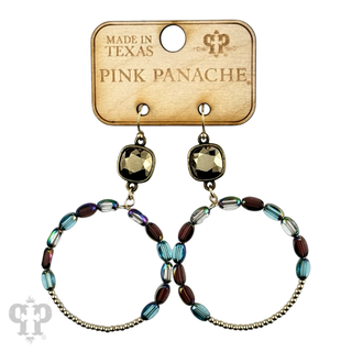 Flat oval and round bead circle, Austrian crystal earring