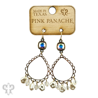 Pearl bead and teardrop earring, Austrian crystal