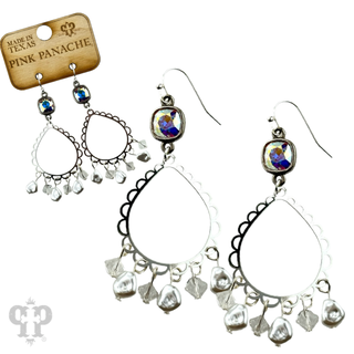 Pearl bead and teardrop earring, Austrian crystal