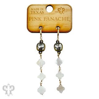 Iridescent pearl clover shape earring, Austrian crystal