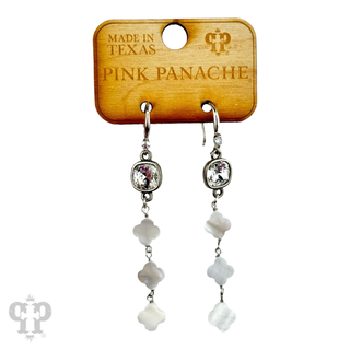 Iridescent pearl clover shape earring, Austrian crystal