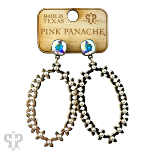 Shiny metal tone large oval earring, Austrian crystal