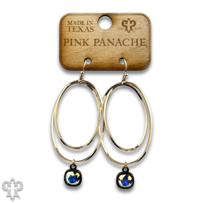 Double oval earring with Austrian crystal