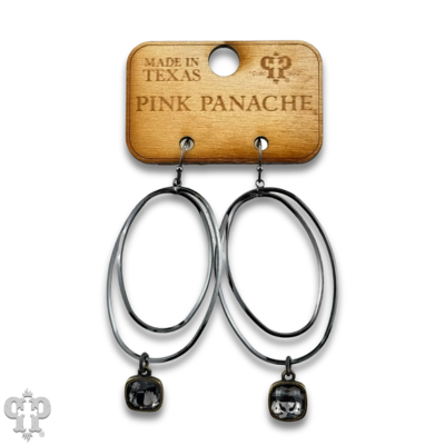 Double oval earring with Austrian crystal