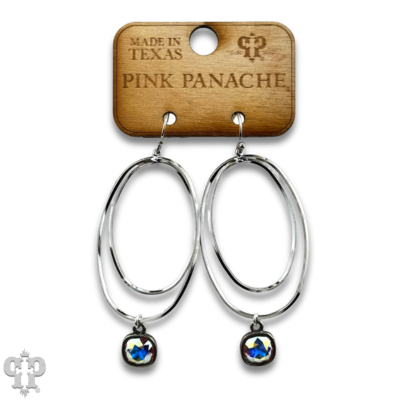 Double oval earring with Austrian crystal
