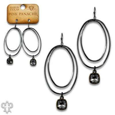 Double oval earring with Austrian crystal