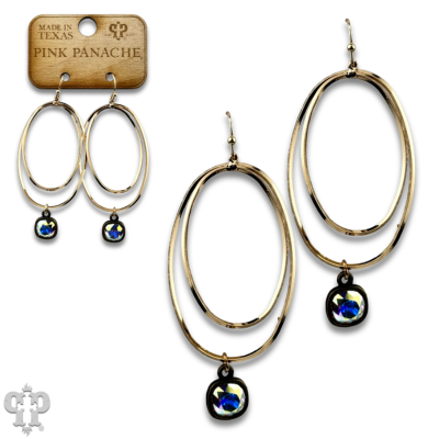 Double oval earring with Austrian crystal