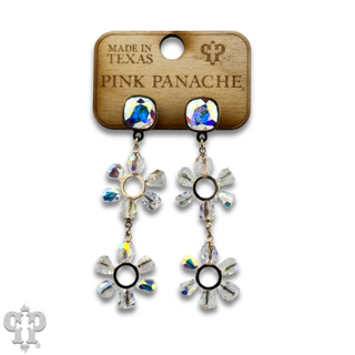 Iridescent bead double circle earring with Austrian crystal