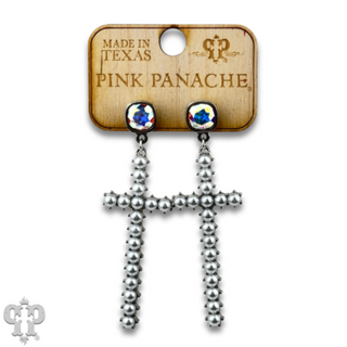 Pearl cross earring with Austrian crystal
