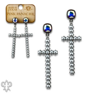 Pearl cross earring with Austrian crystal