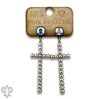 Pearl cross earring with Austrian crystal