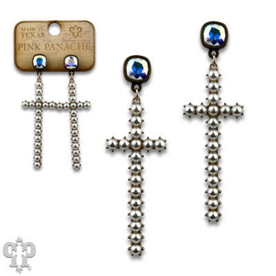 Pearl cross earring with Austrian crystal