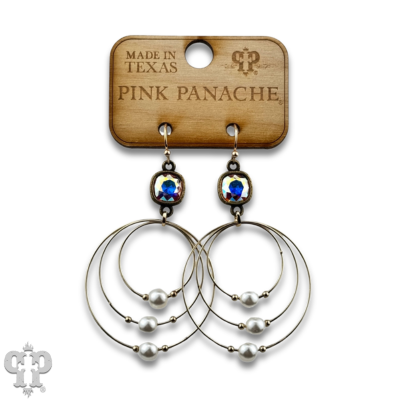 Pearl bead circle earring with Austrian crystal