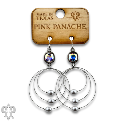 Pearl bead circle earring with Austrian crystal