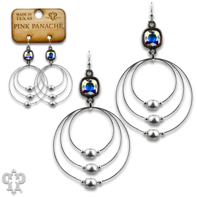 Pearl bead circle earring with Austrian crystal