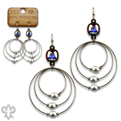 Pearl bead circle earring with Austrian crystal