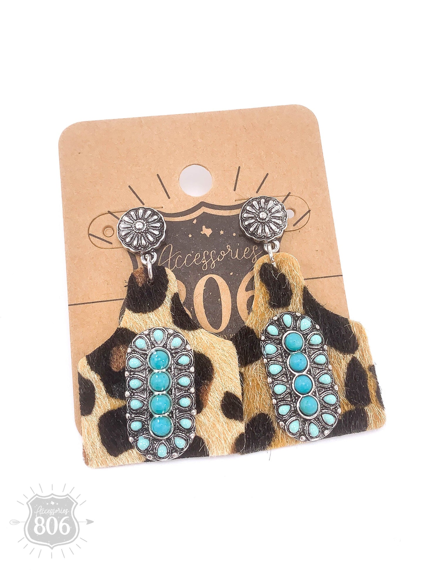 Pebbled ear tag earring,stone center, last call