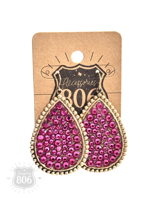 Rhinestone filled teardrop earring