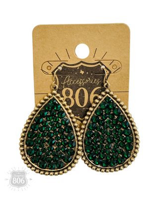Rhinestone filled teardrop earring