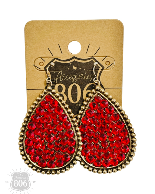 Rhinestone filled teardrop earring