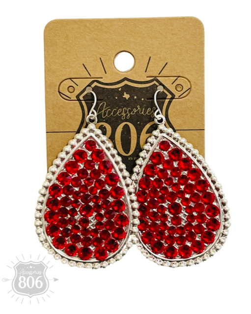 Rhinestone filled teardrop earring