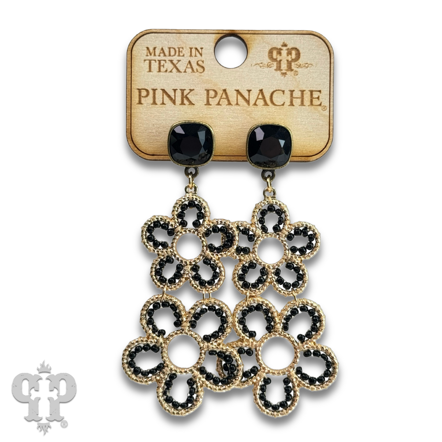Double flower charm earring, Austrian crystal