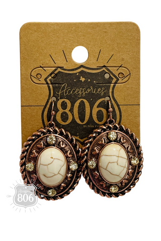 Rope edge oval earring
