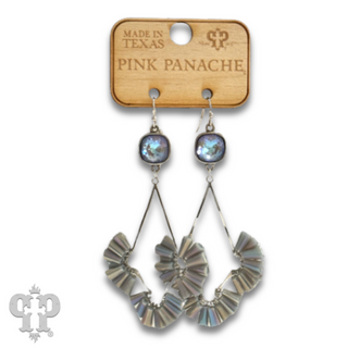 Teardrop earring with fluted beads and Austrian crystal