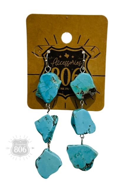 Triple turquoise nugget earrings