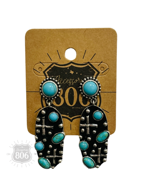 Aged look oval earring