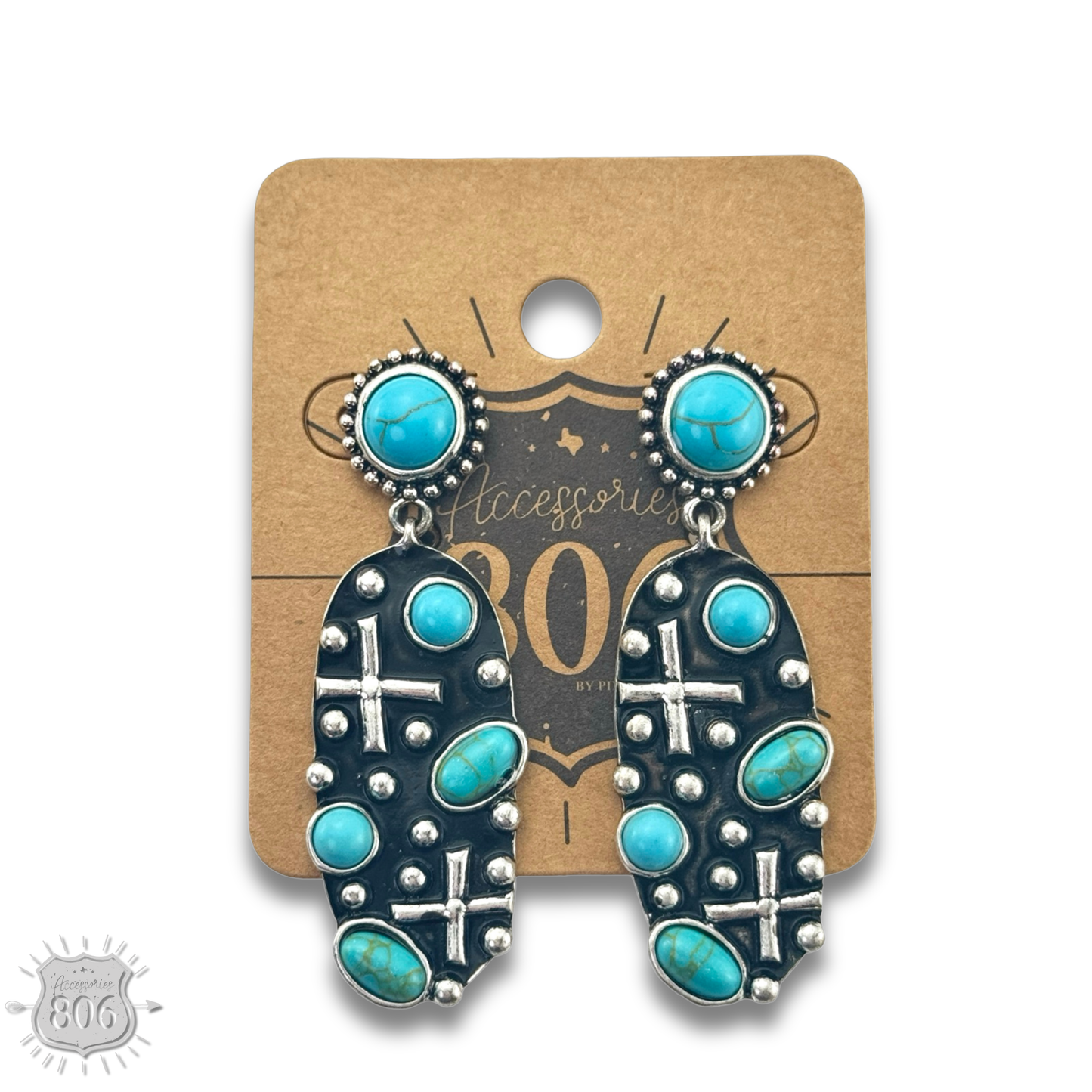 Aged look oval earring