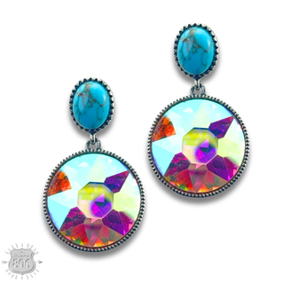 Round rhinestone post earring