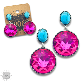 Round rhinestone post earring