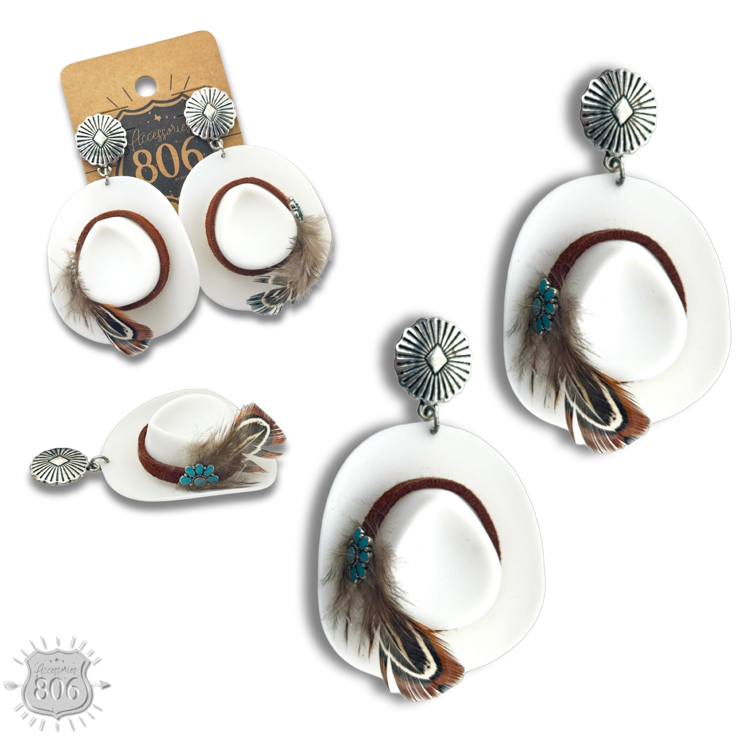Acrylic cowboy hat earring