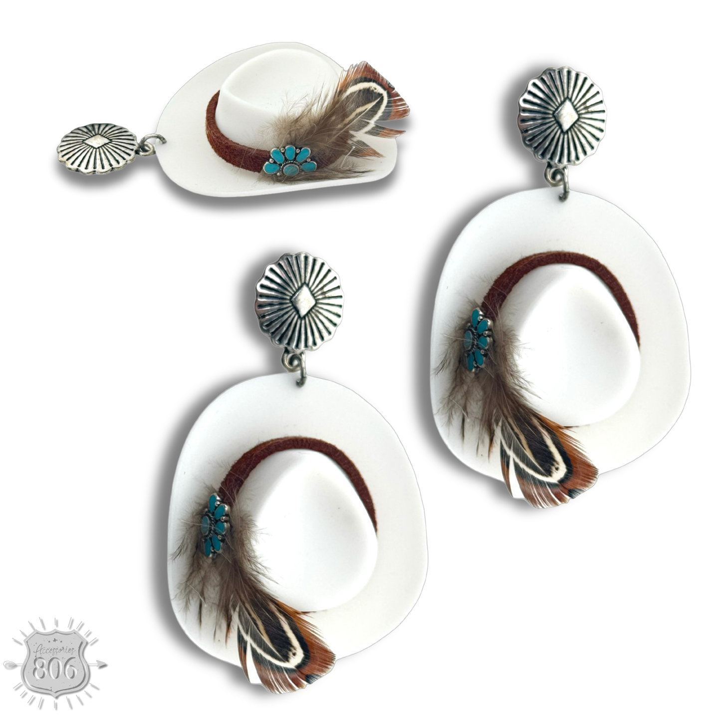 Acrylic cowboy hat earring