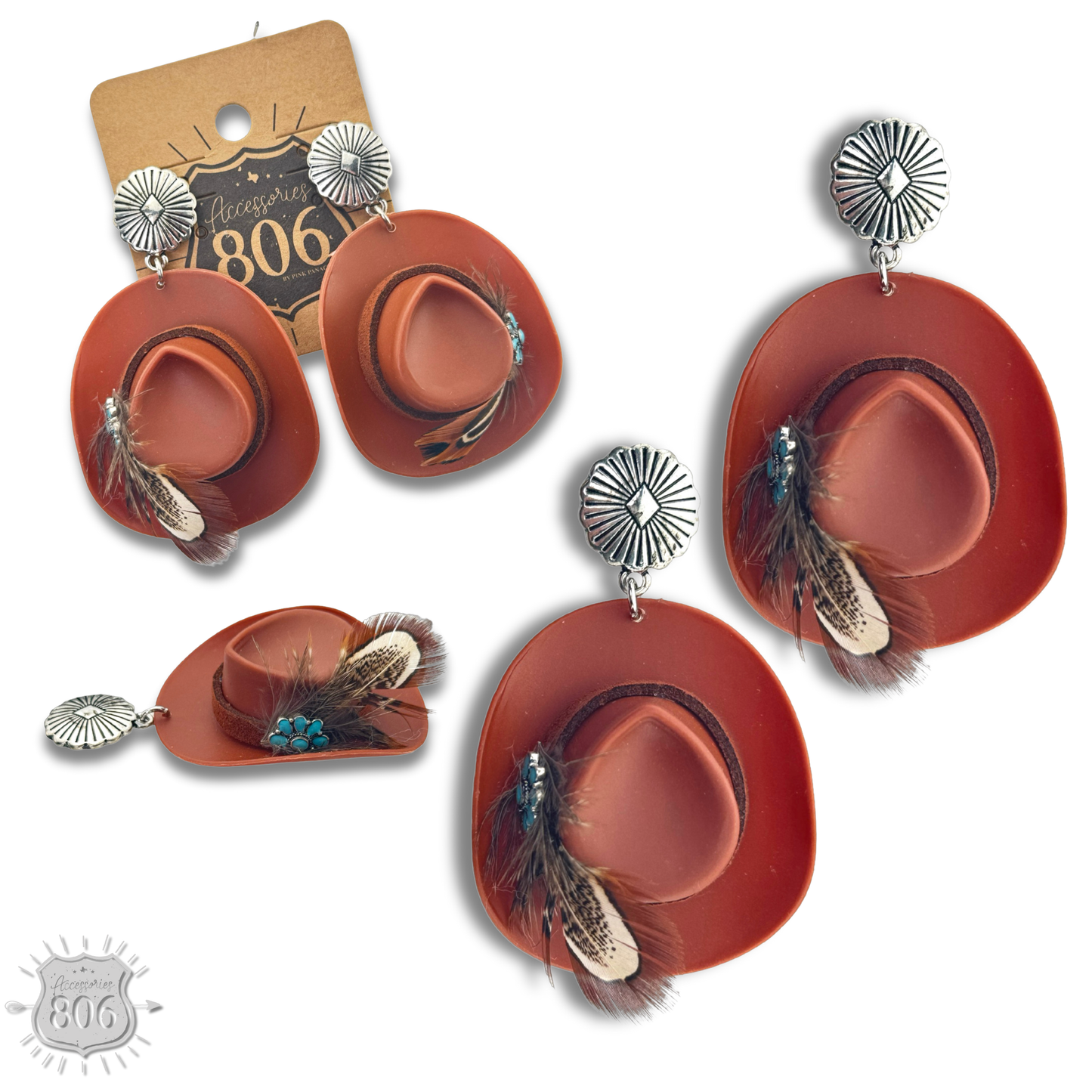 Acrylic cowboy hat earring