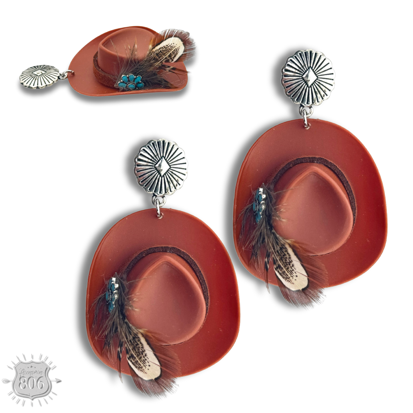 Acrylic cowboy hat earring