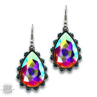 Rhinestone bead studded teardrop earring