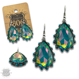 Rhinestone bead studded teardrop earring