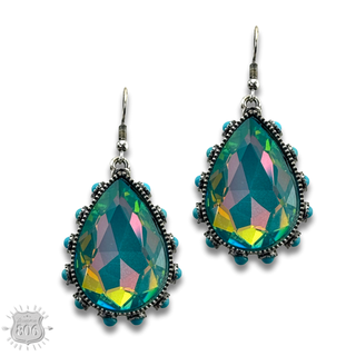 Rhinestone bead studded teardrop earring