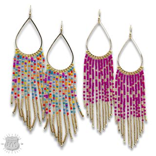 Seed bead fringe earring