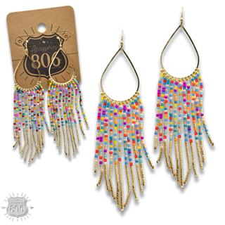 Seed bead fringe earring